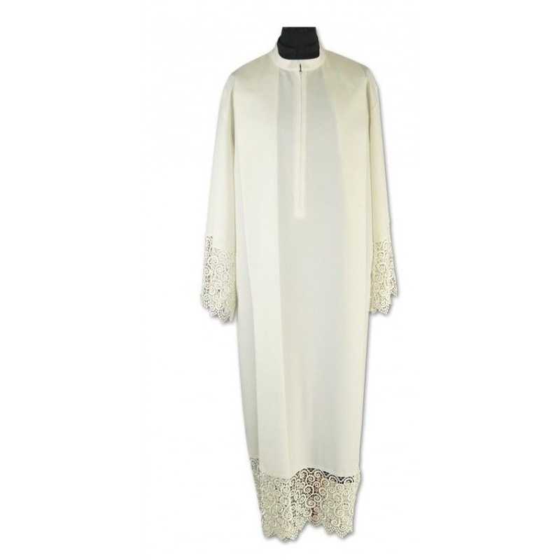 Traditionelle Priester-Albe mit Guipure, ecru (14)