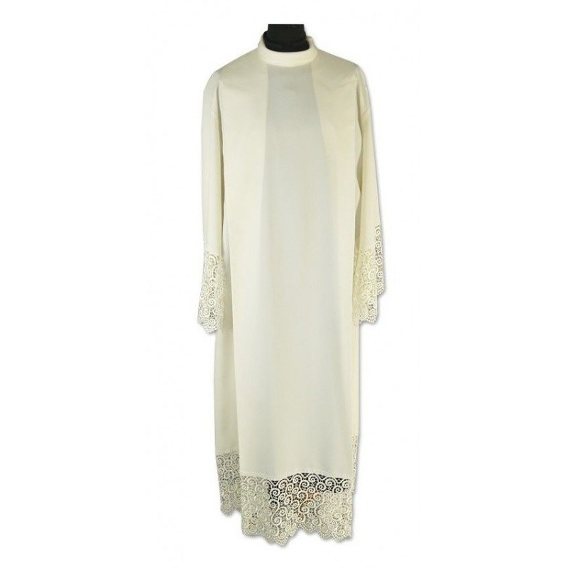 Traditionelle Priester-Albe mit Guipure, ecru (15)