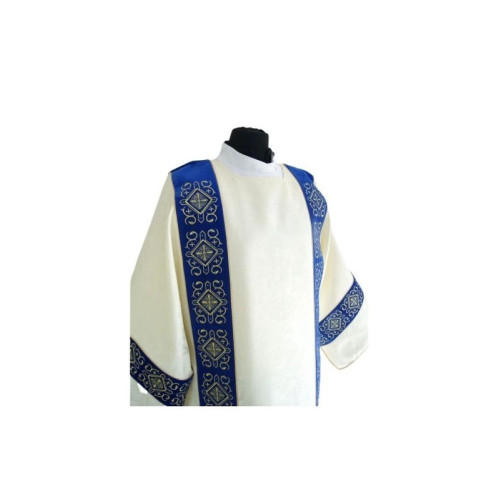 Dalmatic-Stoff Jacquard, samtblau gestreift (05)