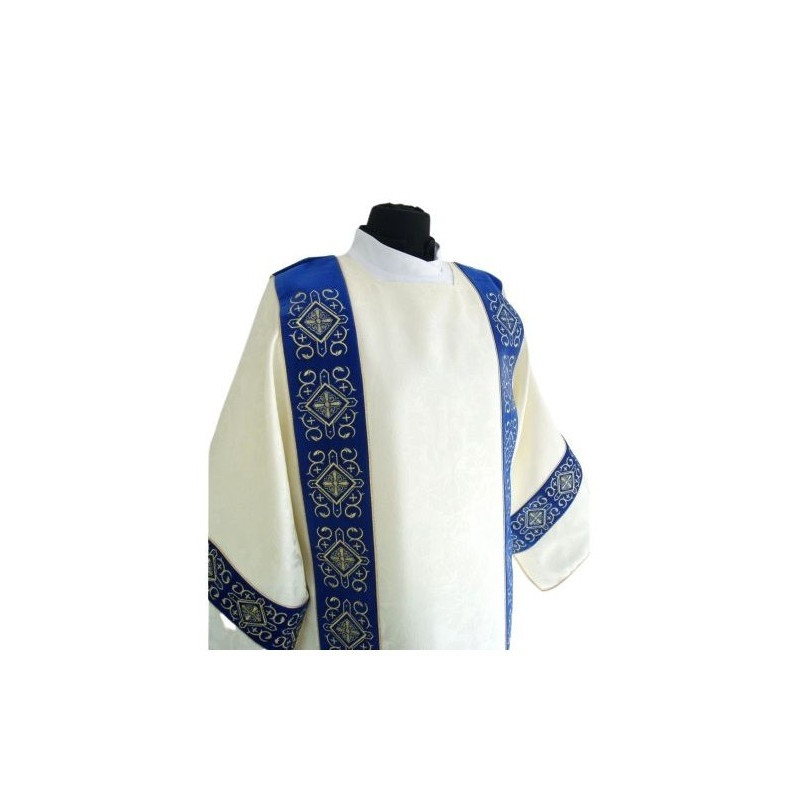 Dalmatic-Stoff Jacquard, samtblau gestreift (05)