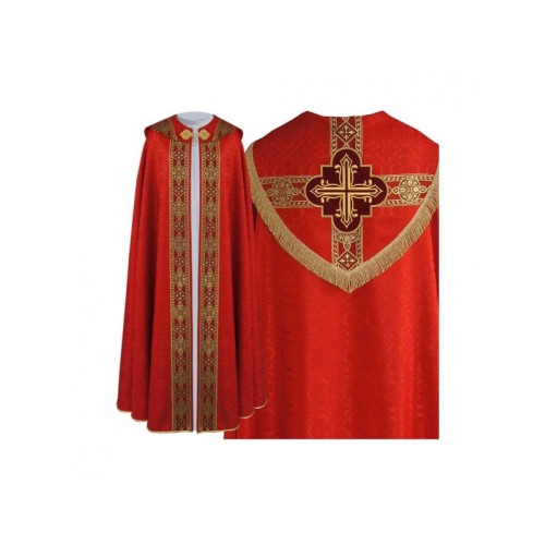 Rotes Oberteil mit gotischem Muster - Jacquard-Stoff (12)