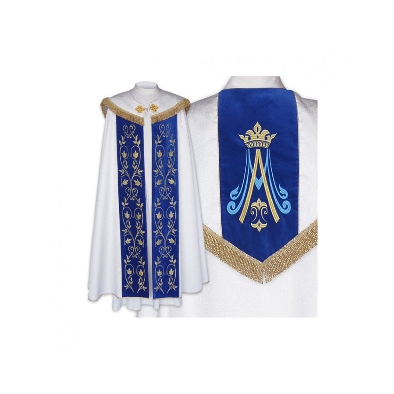 Marianisches Muster Silbermantel - blaue Streifen (16)