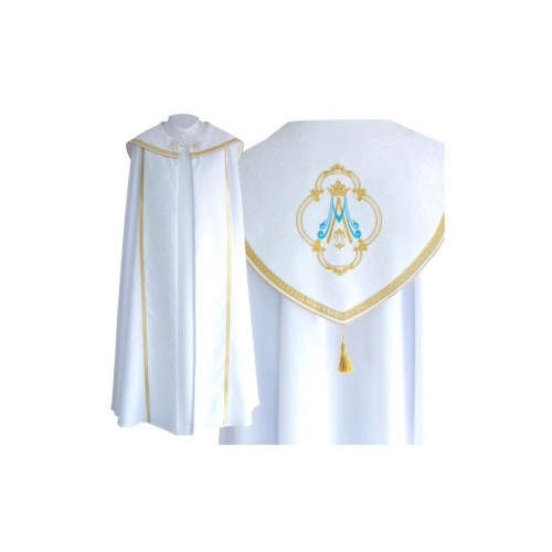 Weißes Oberteil Marianisches Muster - Gabardine Stoff (24)