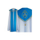 Blauer Mantel Marian Muster - Gabardine Stoff (25)