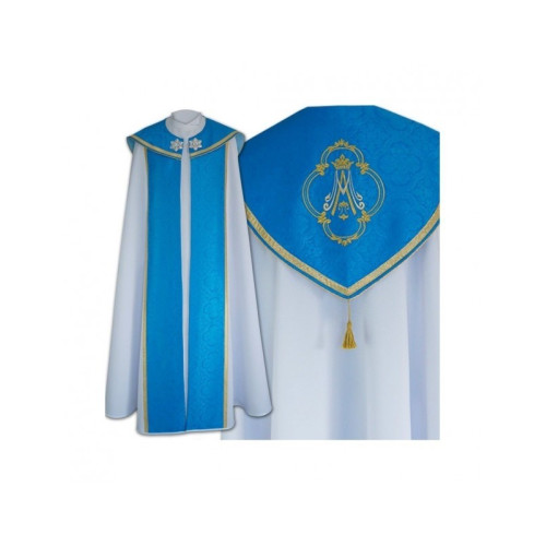Blauer Mantel Marian Muster - Gabardine Stoff (25)