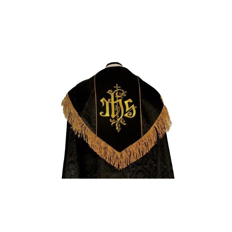 Bestickter Mantel - IHS schwarz - Rosette (1)