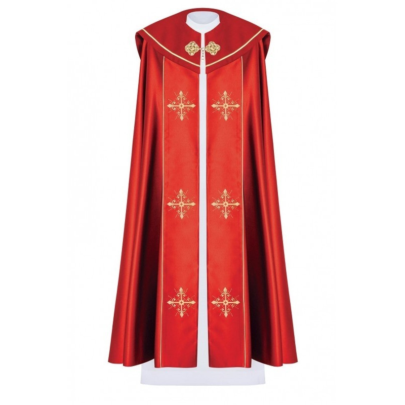 Liturgischer Mantel gesticktes Kreuz - rot (39)