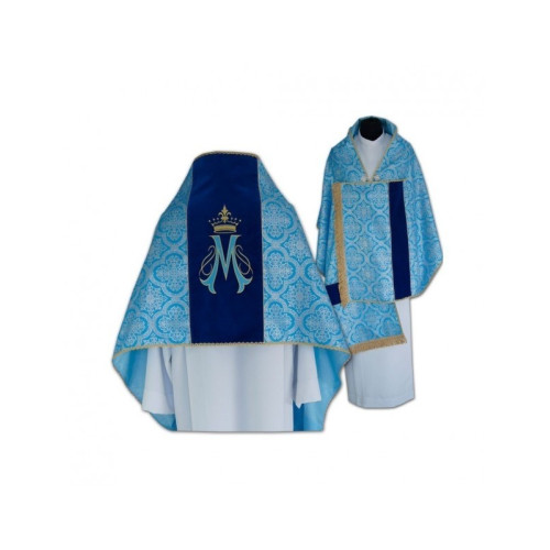Marianischer liturgischer Schleier, gestickt, Samtgürtel (15)