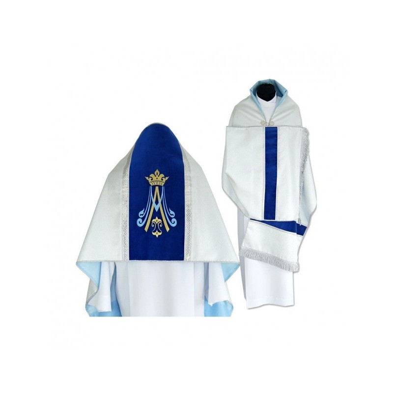 Liturgischer Schleier Silberbrokat - Samtstreifen