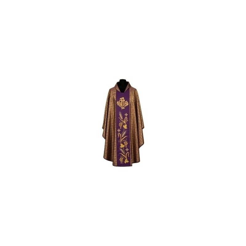 Messgewand reich bestickt violett und gold IHS (04A)