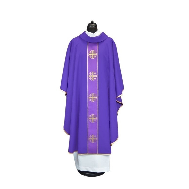 Messgewand mit Jerusalemkreuzen - violett