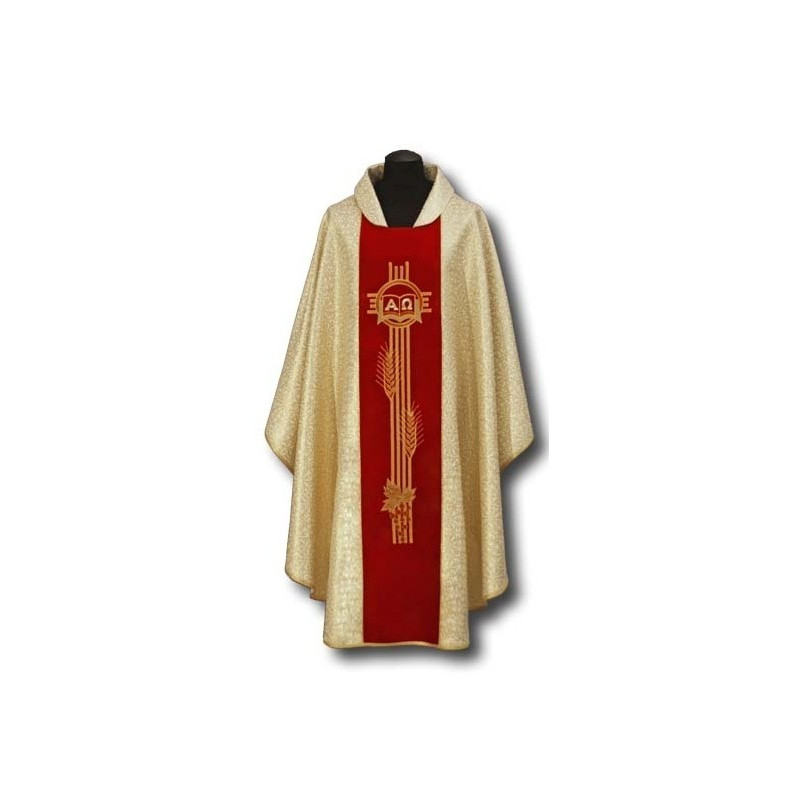Messgewand aus Gold, Samtgürtel Alpha und Omega