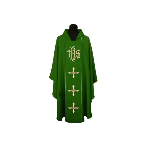 Gesticktes Messgewand IHS + Kreuz - liturgische Farben
