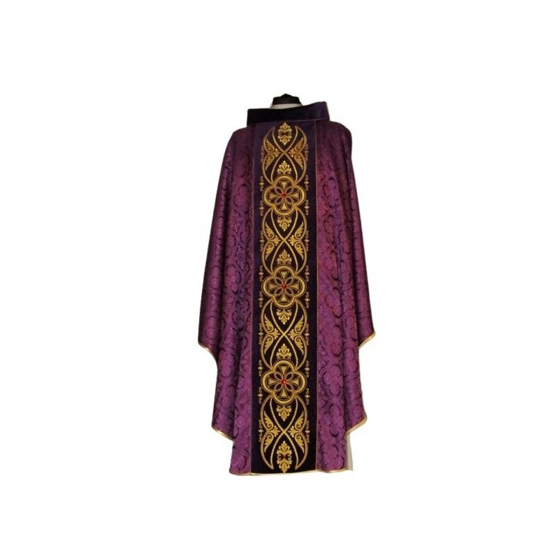 Messgewand mit Rosette Farbe lila - Samtgürtel (10)