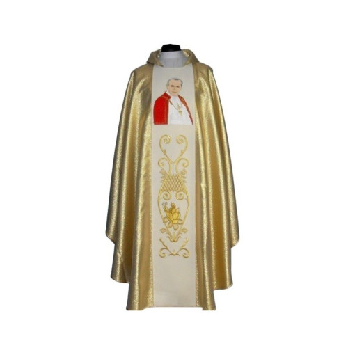 Messgewand mit dem Bildnis von Johannes Paul II. aus goldenem Material