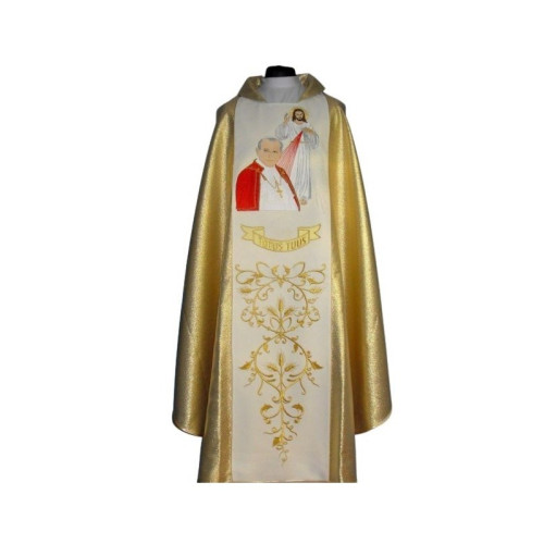 Messgewand mit dem Bild von Johannes Paul II. und Jesus dem Barmherzigen - breiter Gürtel