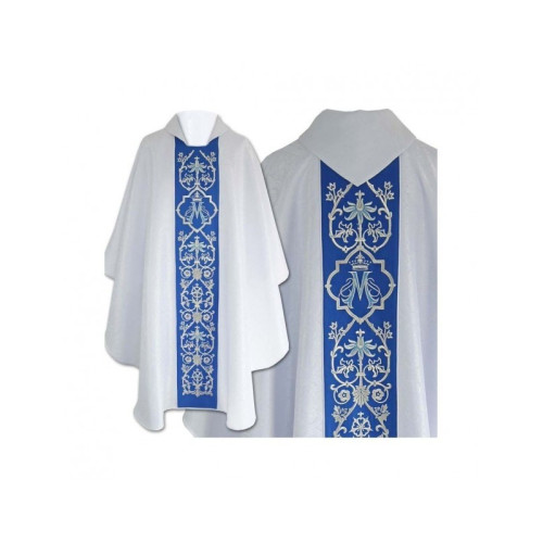 Marianisches Messgewand Gothic, weißer Jacquard