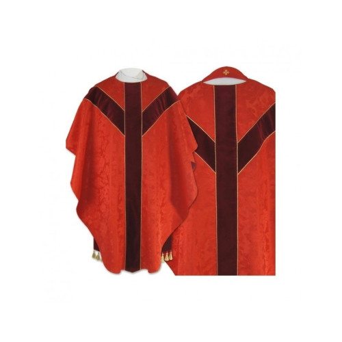 Halbgotisches Messgewand - roter Jacquard (55)