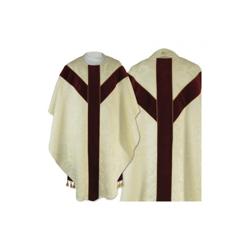 Halbgotische Kasel - ecrufarbener Jacquard (56)