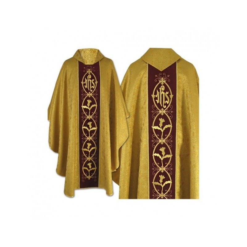 Goldbesticktes gotisches Messgewand - Brokatstoff (44)