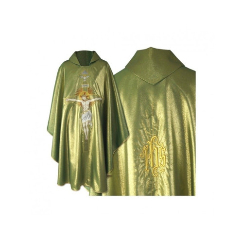 Gotisches grünes Messgewand - Kreuzigung von Jesus (25)