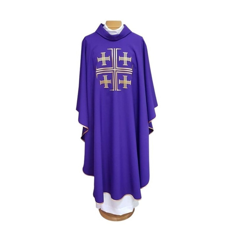Gesticktes Messgewand Jerusalem Kreuz - lila (22)