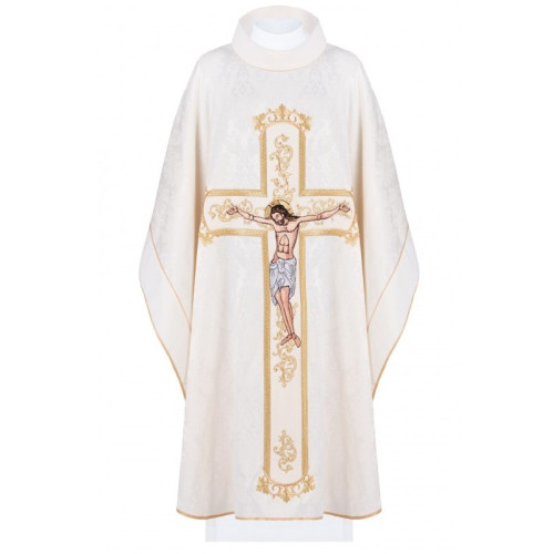 Gesticktes Messgewand Jesus am Kreuz - ecru (190)