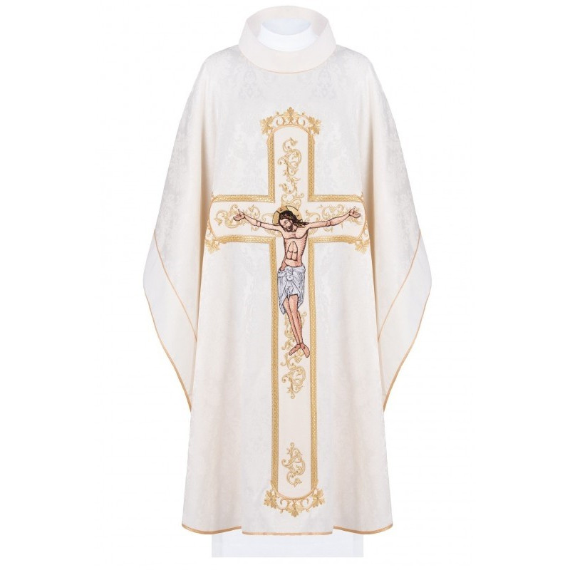 Gesticktes Messgewand Jesus am Kreuz - ecru (190)