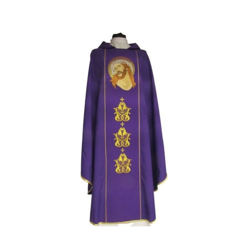 Messgewand violett bestickt Jesus mit einer Dornenkrone