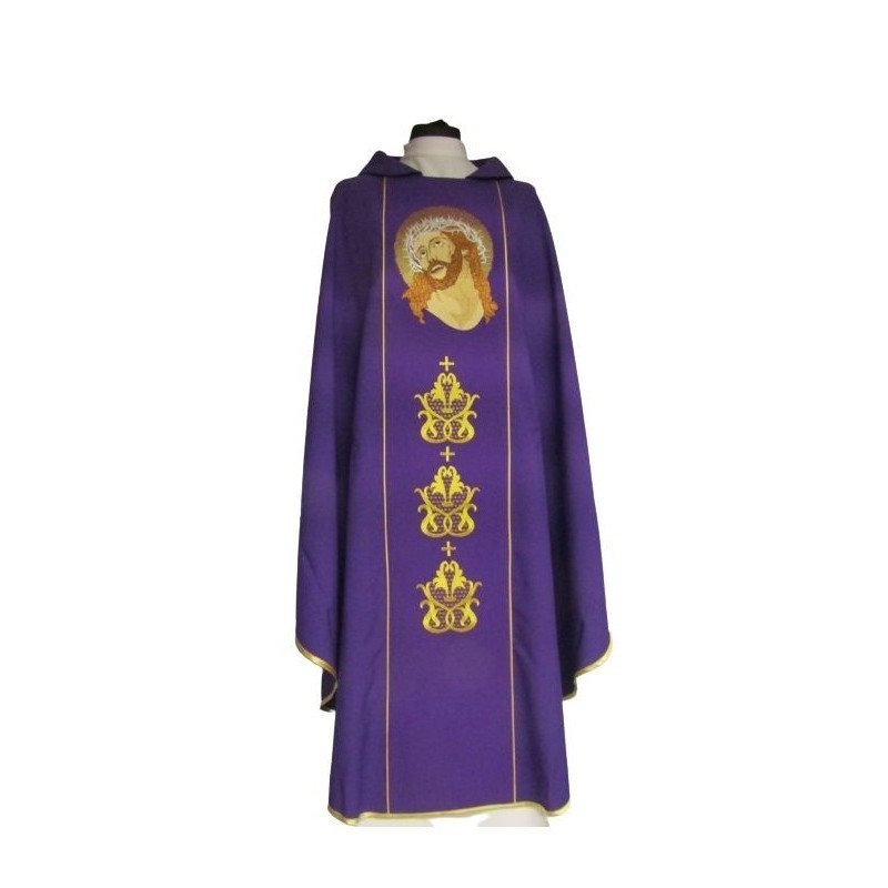 Messgewand violett bestickt Jesus mit einer Dornenkrone