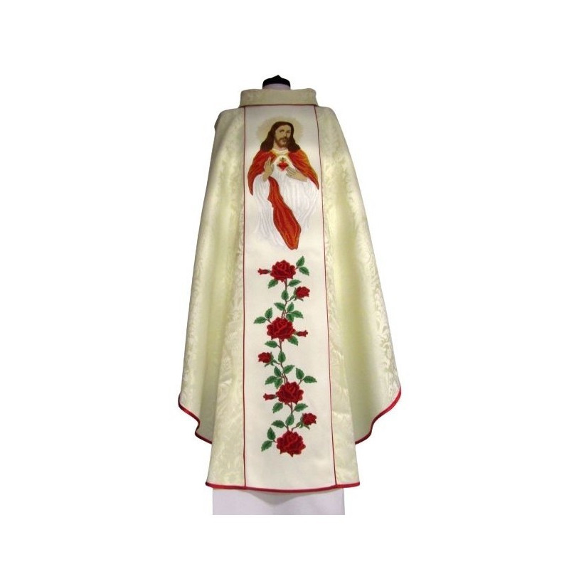 Gesticktes Messgewand Herz Jesu - Rosettenstoff