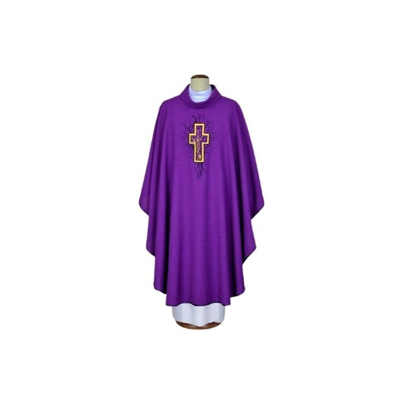Gesticktes Messgewand lila - Kreuz (10)