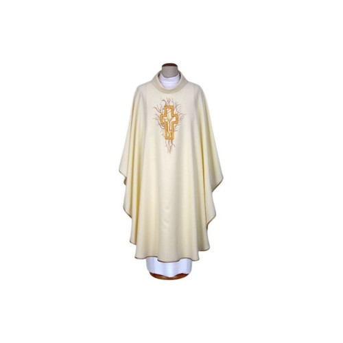 Messgewand gestickt ecru - Kreuz (10)