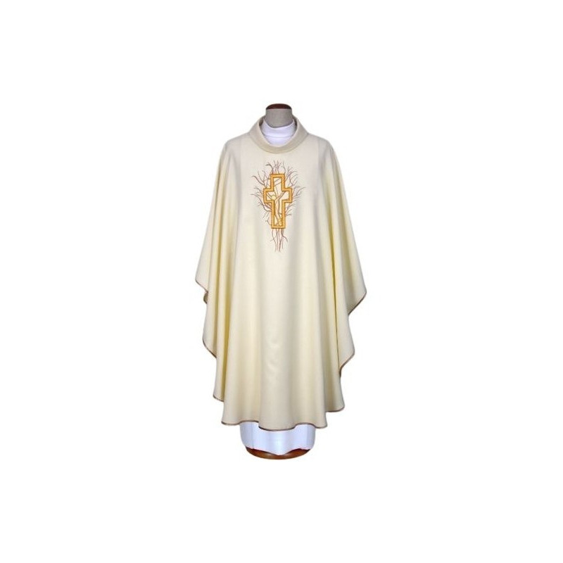 Messgewand gestickt ecru - Kreuz (10)