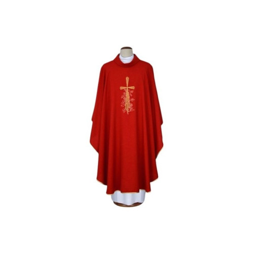 Gesticktes rotes Messgewand - Kreuz, Weintrauben (17)