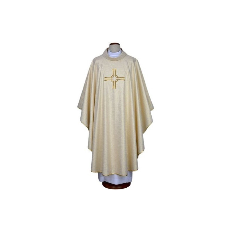 Messgewand ecru gestickt - Kreuz (18)