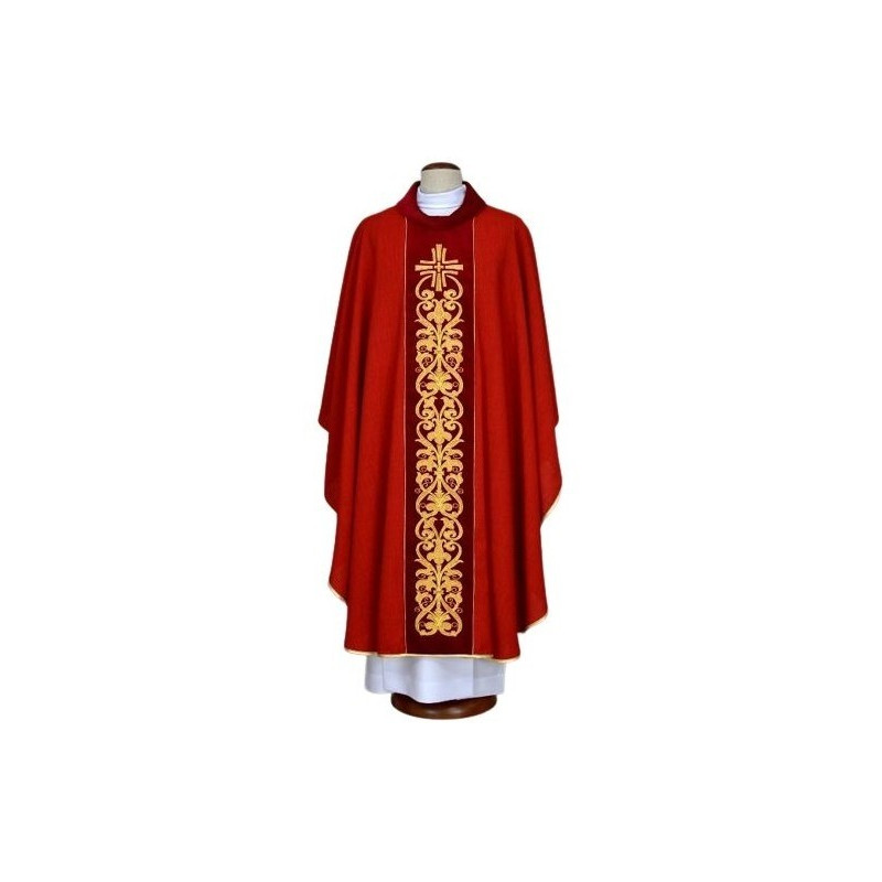 Gesticktes rotes Messgewand - Kreuz, Ornament (19)