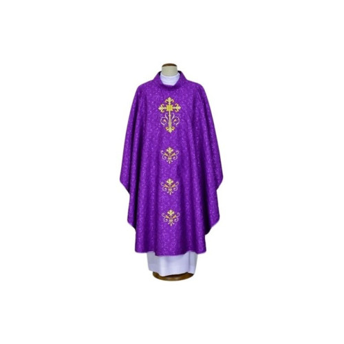Lila Messgewand gestickt, Damaststoff - Kreuz (22)
