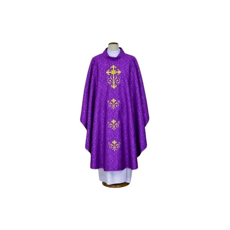 Lila Messgewand gestickt, Damaststoff - Kreuz (22)