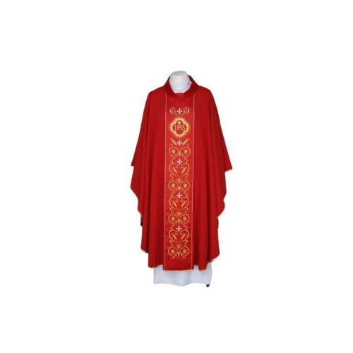 Rotes besticktes Messgewand, Gürtel aus Satin - IHS (23)
