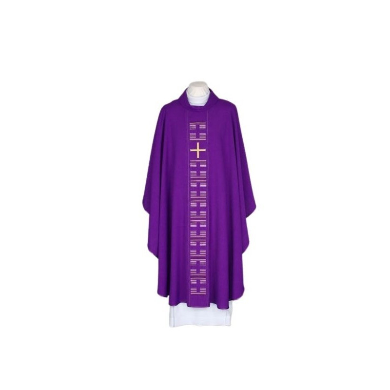Gesticktes violettes Messgewand - Kreuz (24)