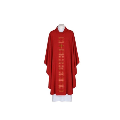 Gesticktes rotes Messgewand - Kreuz (24)