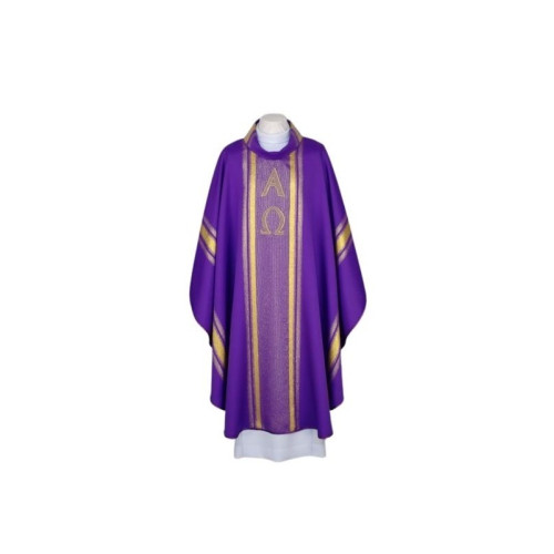 Gesticktes violettes Messgewand - goldene Streifen (26)