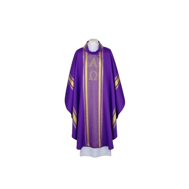 Gesticktes violettes Messgewand - goldene Streifen (26)