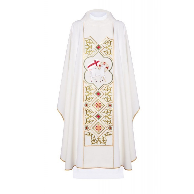 Gesticktes Messgewand mit dem Motiv des Lammes - Agnus Dei