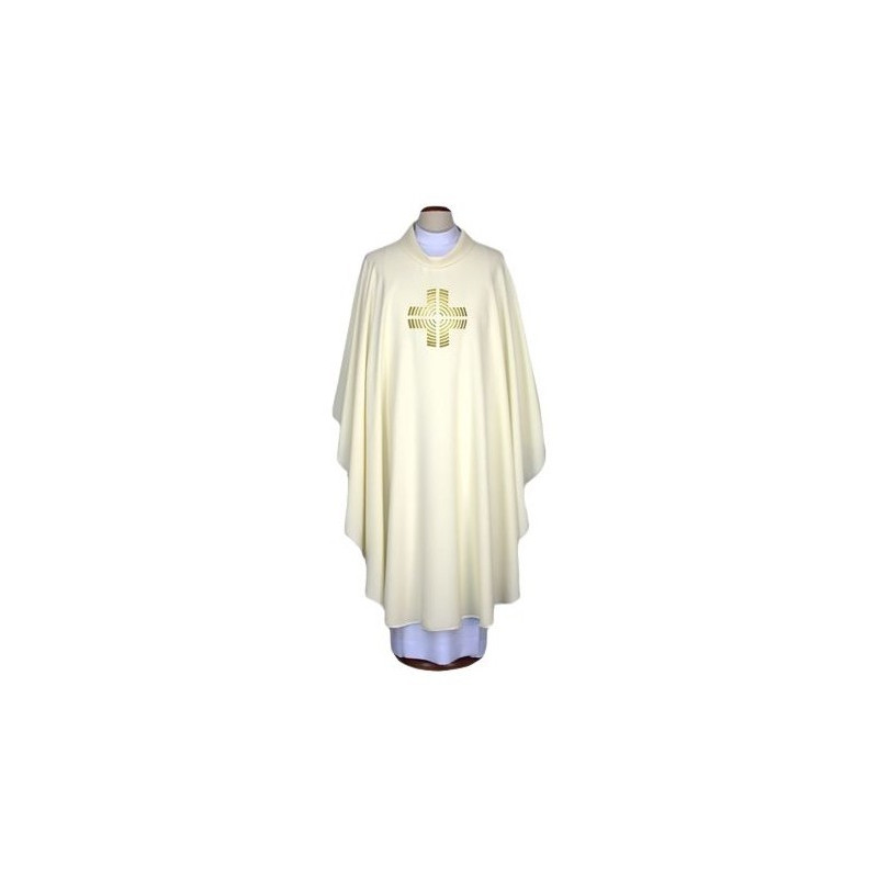 Messgewand gestickt ecru - Kreuz (58)