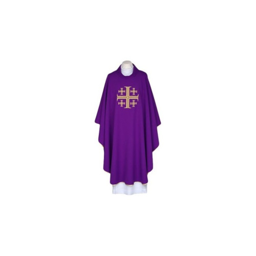Gesticktes Messgewand lila - Jerusalem Kreuz (88)