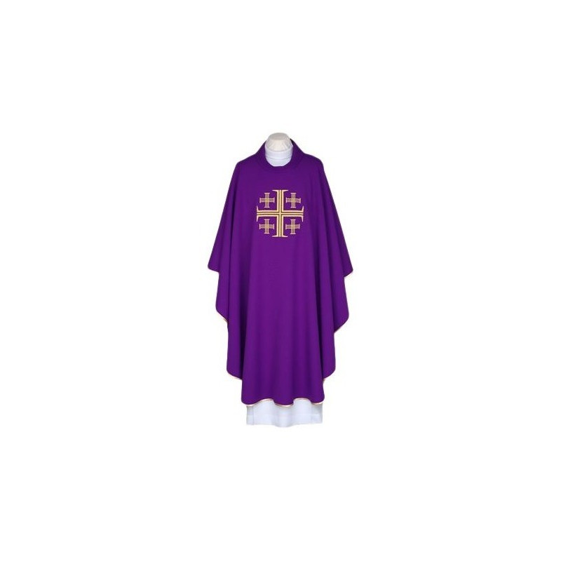 Gesticktes Messgewand lila - Jerusalem Kreuz (88)