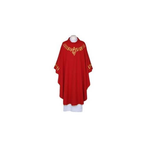 Rotes Messgewand, bestickter Gürtel - IHS (110)