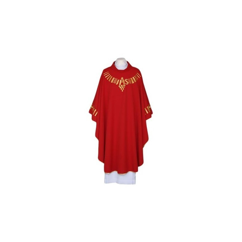 Rotes Messgewand, bestickter Gürtel - IHS (110)